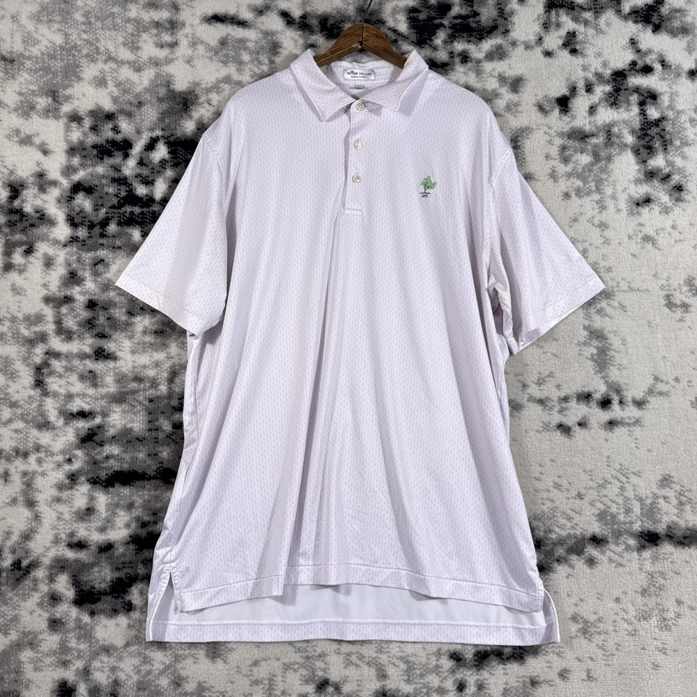 Peter‎ Millar Polo Shirt Mens Size Extra Large Geometric Pink Blue Performance